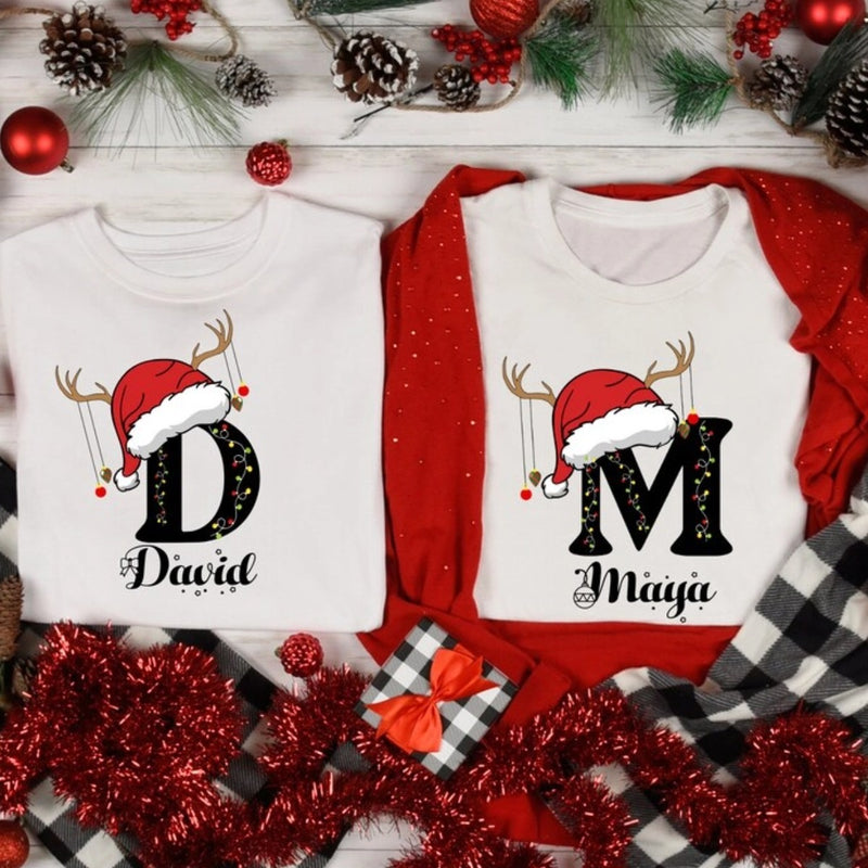 Family Christmas Name Shirt, Monogrammed Family Christmas Shirt, Personalized Christmas Family T-Shirt, Custom Christmas Shirt With Name