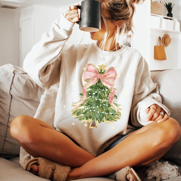 Unisex Christmas Tree Bow Shirt Sweatshirt