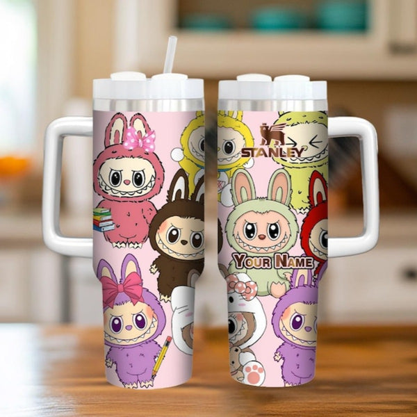 Personalized Labubu Tumbler, Portable Car Mug, Travel Coffee Tumbler, Name Engraved Cup