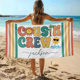 Personalized Cousin Crew Beach Towel with Name, Summer Beach Gift for Cousin, Custom Name Pool Towel, Matching Cousin Trip Gift, Family Vacation Gift