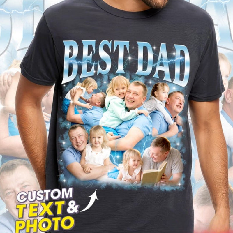 Unisex Personalized T-Shirt with Photo and Text - Unique Gift for Father's Day, Birthday, Mother's Day, Christmas