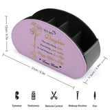 Personalized Remote Control Holder with Birth Month Flower, Name & Text , 5 Compartments Leather TV Remoter Caddy Desktop Organizer Makeup Brush Holder Storage Fits TV Remotes, Media Controllers, Office Supplies