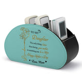 Personalized Remote Control Holder with Birth Month Flower, Name & Text , 5 Compartments Leather TV Remoter Caddy Desktop Organizer Makeup Brush Holder Storage Fits TV Remotes, Media Controllers, Office Supplies