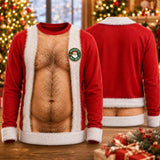3D Fake Hairy Santa Sweatshirt, Funny Santa Claus Ugly Christmas Sweatshirt, Gag Gift for Husband, Cute 3D Holiday Sweater