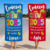 Personalized Cousin Crew Beach Towel with Name, Summer Beach Gift for Cousin, Custom Name Pool Towel, Matching Cousin Trip Gift, Family Vacation Gift