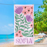 Personalized Retro Beach Towel with Name,Groovy Vibes Beach,Retro Floral Towel,Pool Towel,Bachelorette Party,Vacation Gift,Summer Trip Towel