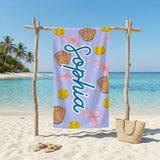 Custom Softball Beach Towel,Baseball Kids Name Beach Towel,Baseball Team Pool Towel,Coquette Bows Baseball Towel For Girls,Vacation Gift