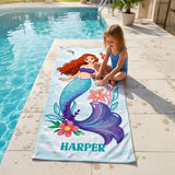 Mermaid Personalized Beach Towel, Mermaid Party Favors, Custom Beach Towel, Mermaid Birthday Gift For Kids