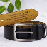 Personalized Leather Belt with Engraved Custom Message and Initial - Funny Anniversary Gift for Husband from Wife - Custom Romantic Valentine Gift for Boyfriend Fiancé - Birthday Father’s Day Gift for Daddy