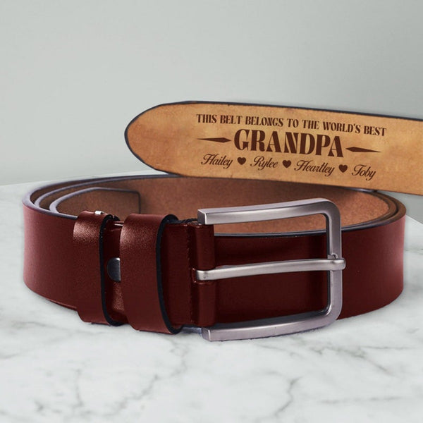Personalized Leather Belt for Grandpa, Father's Day Gifts, Grandpa Father’s Day Gift, Unique Gift for Dad, Husband, Grandpa, From Grandkids
