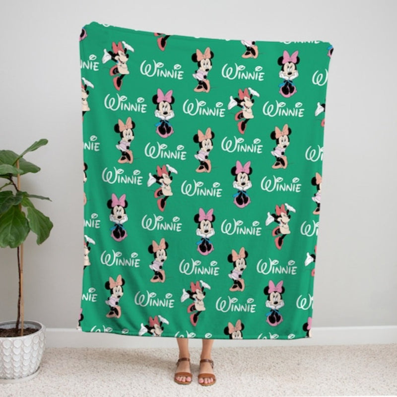 Personalized Name Blanket with Disney Mickey Minnie Mouse Character, Soft Cozy Quilt, Perfect Gift for Kids Adults, Birthday Housewarming Christmas Gift