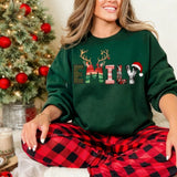 Family Christmas Name Shirt, Doodle Alphabet Family Christmas Shirt, Personalized Christmas Family T-Shirt, Custom Christmas Shirt With Name