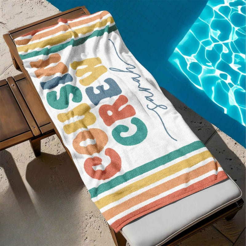 Personalized Cousin Crew Beach Towel with Name, Summer Beach Gift for Cousin, Custom Name Pool Towel, Matching Cousin Trip Gift, Family Vacation Gift