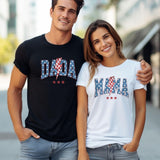 Customizable Patriotic Family T-Shirt - Personalized Dada Mama Mini Shirt with Name- Red White Blue Family Shirt for 4th Of July
