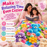 Cute 3D Plush Blanket, Dog Teddy Pastel Floral Print Flannel Throw for Couch and Bed