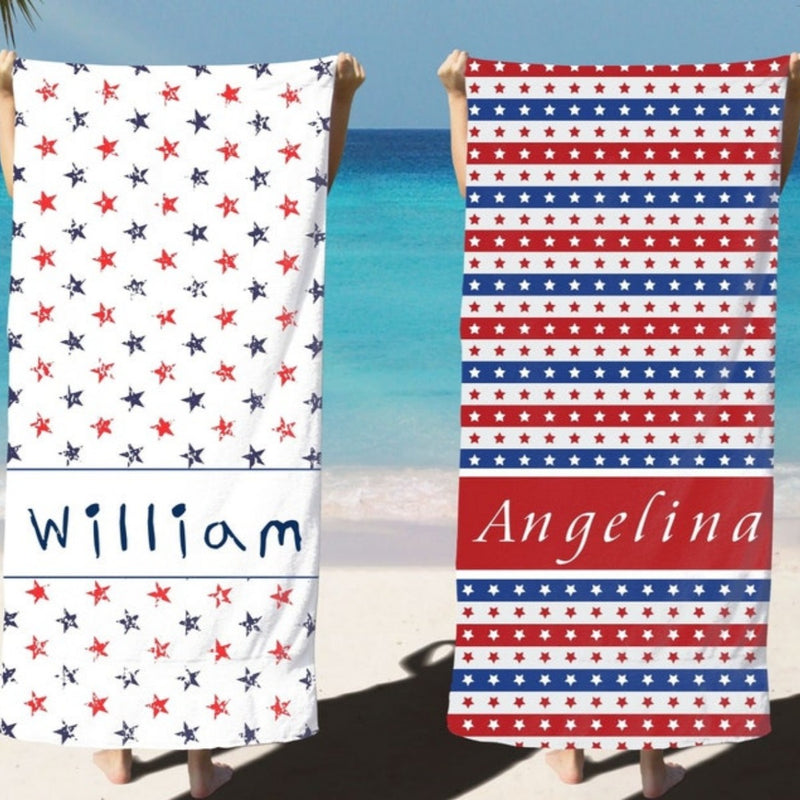 Personalized 4th of July Beach Towel with Name