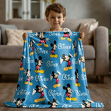 Personalized Name Blanket with Disney Mickey Minnie Mouse Character, Soft Cozy Quilt, Perfect Gift for Kids Adults, Birthday Housewarming Christmas Gift
