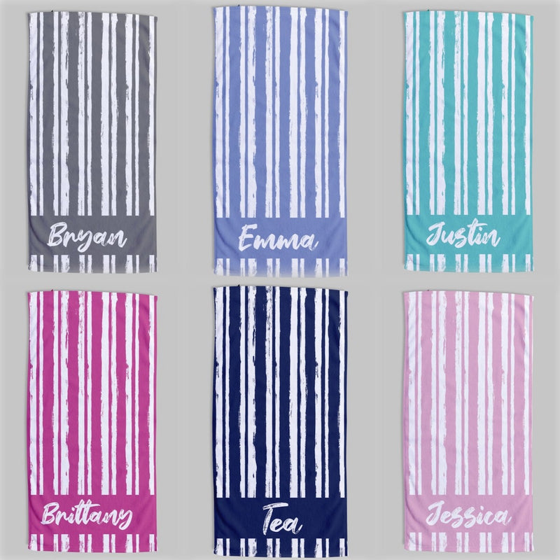 Script Line Style Personalized Beach Towel with Name - Custom Name Bath Towel Pool Towel Beach Towel With Name - Unique Towel for Kids and Adults