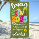 Personalized Cousin Crew Beach Towel with Name, Summer Beach Gift for Cousin, Custom Name Pool Towel, Matching Cousin Trip Gift, Family Vacation Gift