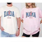 Customizable Patriotic Family T-Shirt - Personalized Dada Mama Mini Shirt with Name- Red White Blue Family Shirt for 4th Of July
