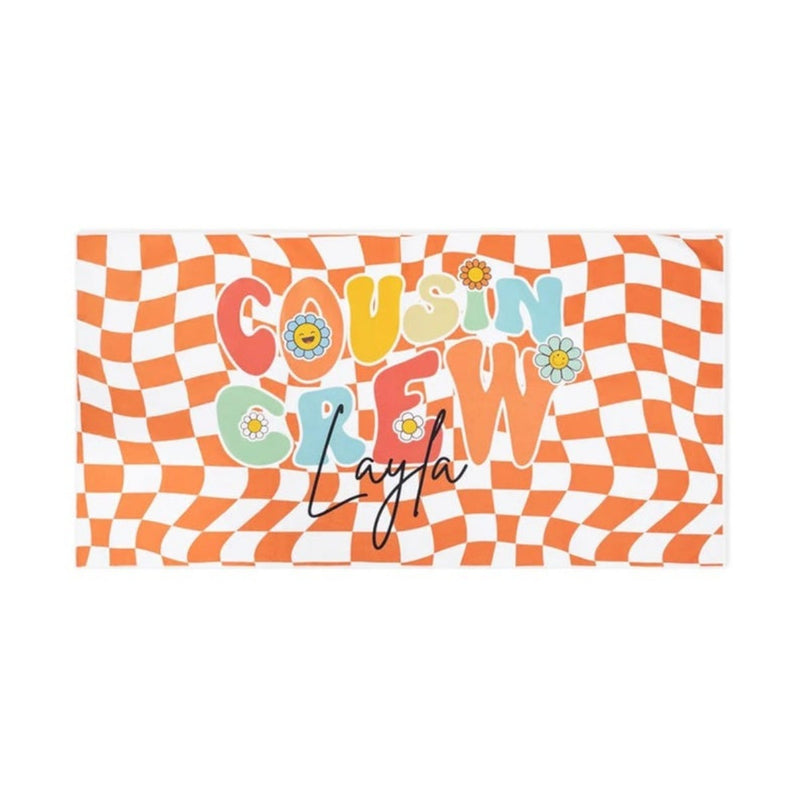 Personalized Cousin Crew Beach Towel with Name, Summer Beach Gift for Cousin, Custom Name Pool Towel, Matching Cousin Trip Gift, Family Vacation Gift