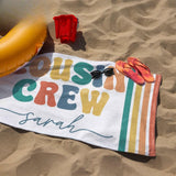 Personalized Cousin Crew Beach Towel with Name, Summer Beach Gift for Cousin, Custom Name Pool Towel, Matching Cousin Trip Gift, Family Vacation Gift