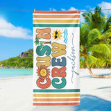 Personalized Cousin Crew Beach Towel with Name, Summer Beach Gift for Cousin, Custom Name Pool Towel, Matching Cousin Trip Gift, Family Vacation Gift