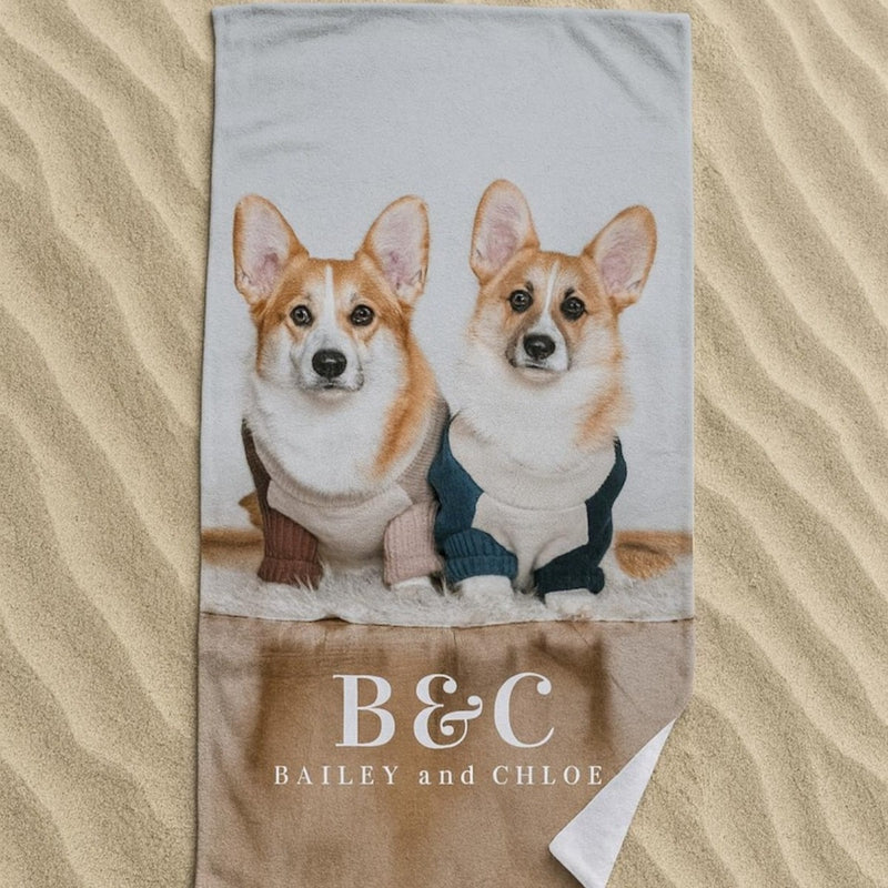 Personalized Beach Towel with Photo and Text