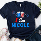 Personalized Matching Couples Shirt with Name- Funny Couple Shirts for Independence Day - Drinking Party Shirts For 4th Of July