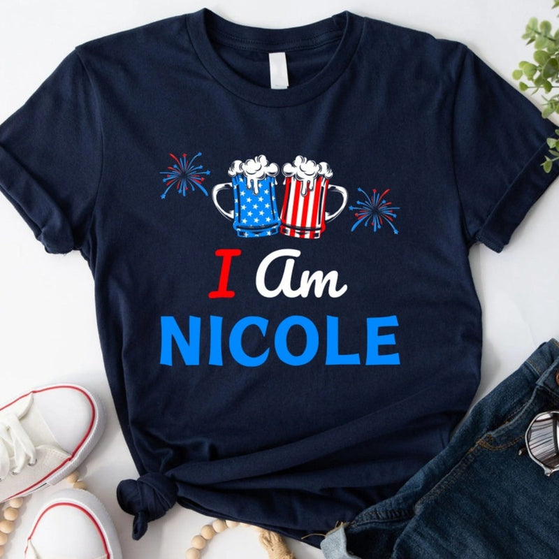 Personalized Matching Couples Shirt with Name- Funny Couple Shirts for Independence Day - Drinking Party Shirts For 4th Of July