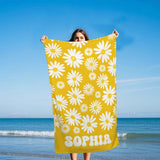 Personalized Floral Beach Towel with Name, Custom Summer Beach Gift for Family & Friends Trip, Custom Name Gift for Family Vacation, Birthday, Kids and Adults