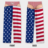 Funny Patriotic Pajama Pants Hairy Butt Cheek Gag Elastic Loungewear- Personalized Birthday Gifts For Husband, Wife, Son, Daughter, Grandson, Brother, Grandpa, Dad, Yourself