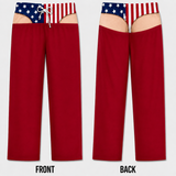 Funny Patriotic Pajama Pants Hairy Butt Cheek Gag Elastic Loungewear- Personalized Birthday Gifts For Husband, Wife, Son, Daughter, Grandson, Brother, Grandpa, Dad, Yourself