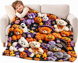 Cute 3D Plush Blanket, Dog Teddy Pastel Floral Print Flannel Throw for Couch and Bed
