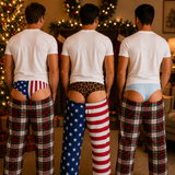 Funny Patriotic Pajama Pants Hairy Butt Cheek Gag Elastic Loungewear- Personalized Birthday Gifts For Husband, Wife, Son, Daughter, Grandson, Brother, Grandpa, Dad, Yourself