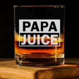 Papa Juice Whiskey Glass - 11oz Engraved Old Fashioned Bourbon Rocks Glass - Special Birthday Gifts Grandpa - Best Fathers Day Gifts
