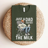 Just A Dad Who Always Came Back With The Milk Shirt, Retro Dad Skeleton Shirt , Funny Father’s Day Shirt, Father's Day Shirt, Gift for Dad