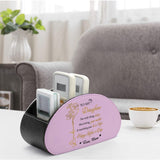 Personalized Remote Control Holder with Birth Month Flower, Name & Text , 5 Compartments Leather TV Remoter Caddy Desktop Organizer Makeup Brush Holder Storage Fits TV Remotes, Media Controllers, Office Supplies