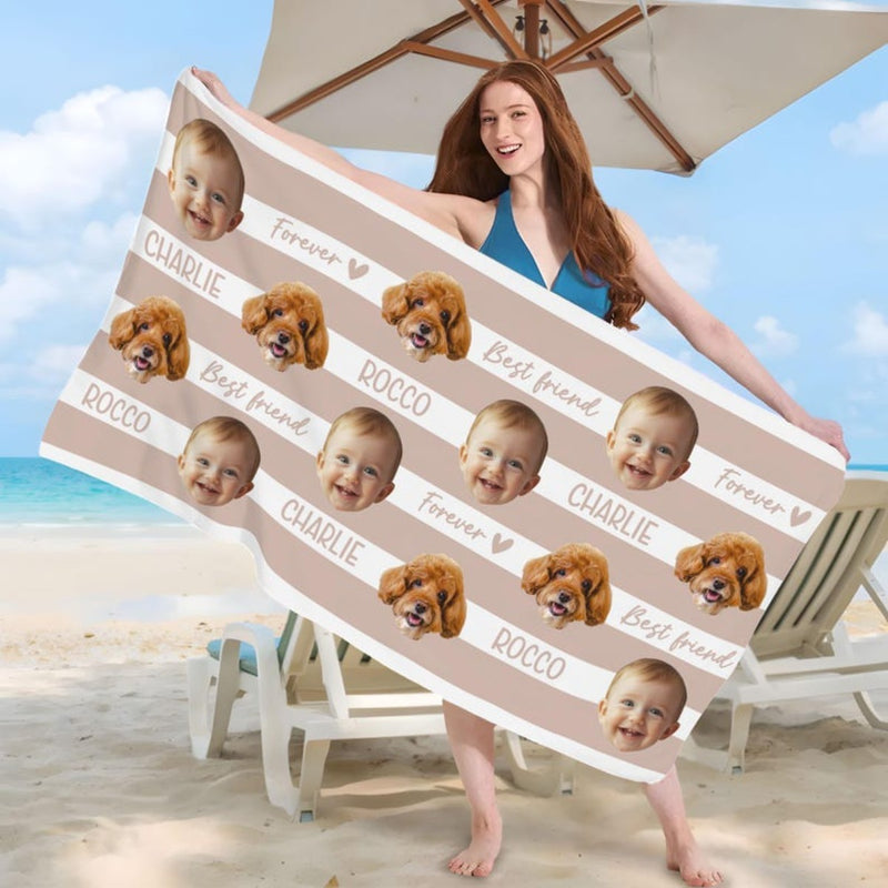 Personalized Beach Towel with Photo Name and Any Text