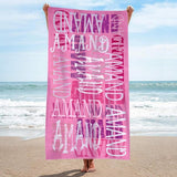 Personalized Beach Towel with Name, Custom Summer Beach Gift for Family & Friends Trip, Custom Name Gift for Family Vacation, Birthday, Kids and Adults