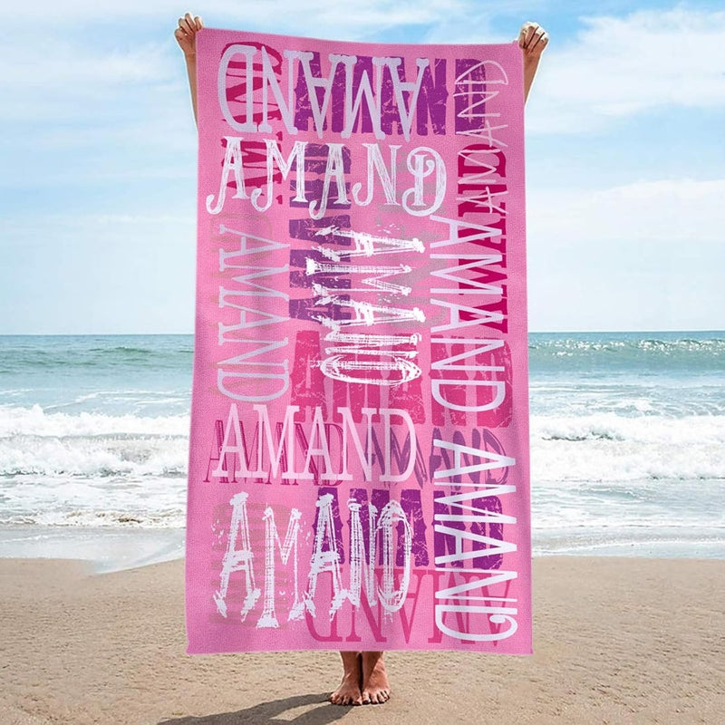 Personalized Beach Towel with Name, Custom Summer Beach Gift for Family & Friends Trip, Custom Name Gift for Family Vacation, Birthday, Kids and Adults