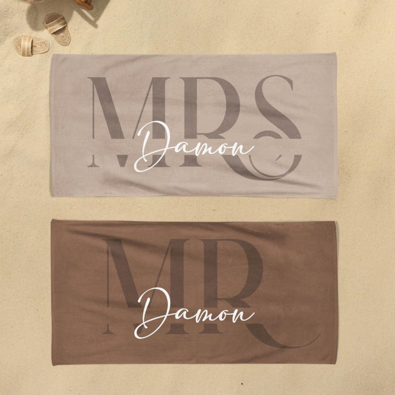 Custom Couple Towel,Personalized Mr. and Mrs. Beach Towel, His and Hers Newlywed Gift, Just Married Bride Gift, Wedding Gift,Honeymoon Gift