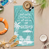 Personalized Name Retirement Beach Towel - Custom Retirement Towel, Retirement Gifts with Name, Funny Retiree Gift