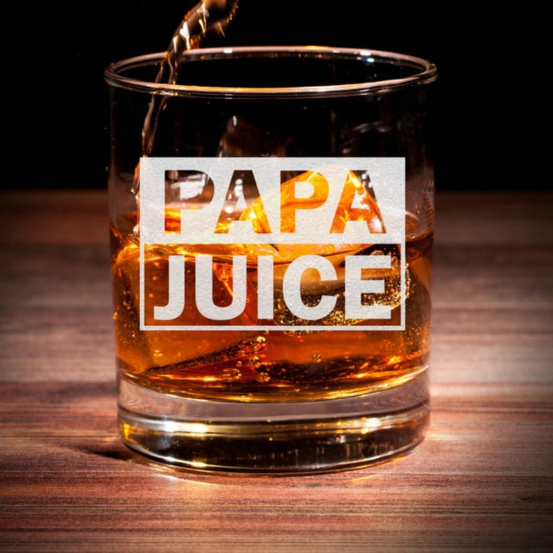 Papa Juice Whiskey Glass - 11oz Engraved Old Fashioned Bourbon Rocks Glass - Special Birthday Gifts Grandpa - Best Fathers Day Gifts