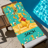 Personalized Winnie the Pooh Towel, Custom Kids Beach Towel with Name