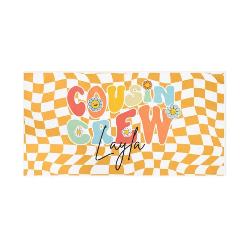 Personalized Cousin Crew Beach Towel with Name, Summer Beach Gift for Cousin, Custom Name Pool Towel, Matching Cousin Trip Gift, Family Vacation Gift