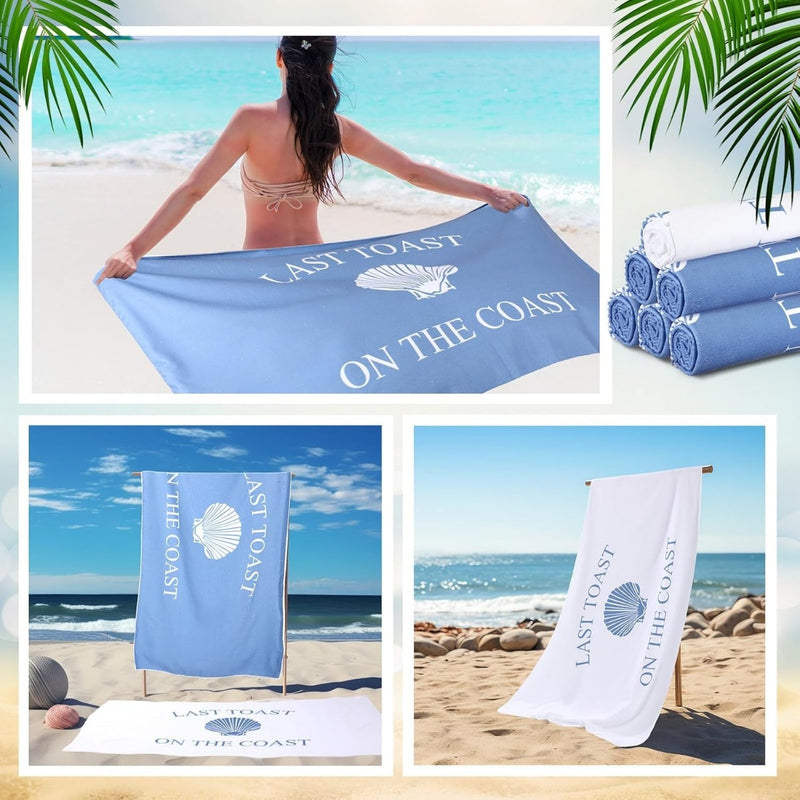Last Toast on The Coast Bachelorette Beach Towels  - Bride Tribe Bridesmaid Gift for Bachelorette Party Supplies for Wedding Honeymoon Engagement Party