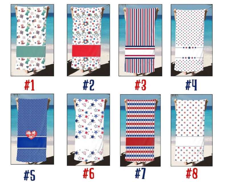 Personalized 4th of July Beach Towel with Name