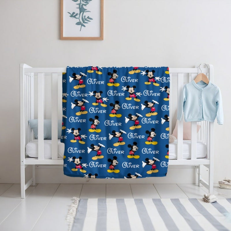 Personalized Name Blanket with Disney Mickey Minnie Mouse Character, Soft Cozy Quilt, Perfect Gift for Kids Adults, Birthday Housewarming Christmas Gift