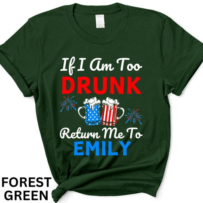 Personalized Matching Couples Shirt with Name- Funny Couple Shirts for Independence Day - Drinking Party Shirts For 4th Of July